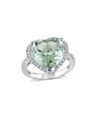 Concerto 4.8TCW Green Amethyst Heart and White Topaz Sterling Silver Ring - AMETHYST - 6