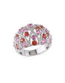 Concerto 0.1 TCW Diamond and Sapphire Openwork Sterling Silver Ring - SAPPHIRE - 6