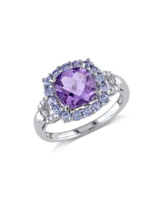 Concerto 0.06TCW Diamond and Amethyst Sterling Silver Cocktail Ring - AMETHYST - 6