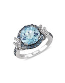 Concerto 0.125TCW Diamond and Blue Topaz Sterling Silver Ring - BLUE - 7