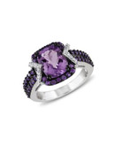 Concerto 0.1TCW Diamond and Amethyst Sterling Silver Cocktail Ring - AMETHYST - 7