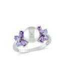 Concerto Amethyst and Tanzanite Pearl Ring with 0.03TCW Diamond Accent - MULTI - 5