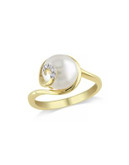 Concerto White Pearl 0.02 tcw Diamond and Sterling Silver Ring - WHITE - 5