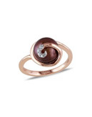Concerto Brown Pearl 0.02 tcw Diamond and Pink Sterling Silver Ring - BROWN - 6