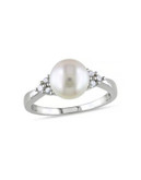 Concerto Sterling Silver and 0.12 TCW Diamond and Freshwater Pearl Ring - WHITE - 5