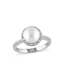 Concerto Sterling Silver Freshwater Pearl and 0.10 TCW Diamond Halo Ring - WHITE - 6