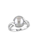 Concerto White Pearl 0.06 tcw Diamond and Sterling Silver Ring - WHITE - 9
