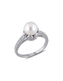 Concerto White Pearl 0.05 tcw Diamond and Sterling Silver Ring - WHITE - 9