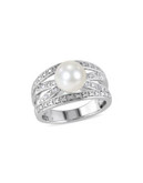 Concerto White Pearl 0.04 tcw Diamond and Sterling Silver Multiple-Band Ring - WHITE - 6