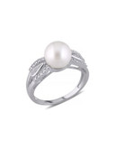 Concerto White Pearl 0.05 tcw Diamond and Sterling Silver Multiple-Band Ring - WHITE - 6
