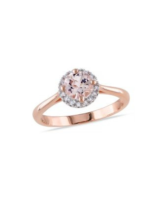 Concerto 0.8TCW Morganite and Diamond Halo Ring - PINK - 8