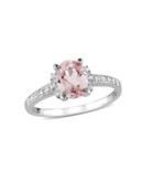 Concerto 1.14TCW Morganite and Diamond Sterling Silver Ring - PINK - 7