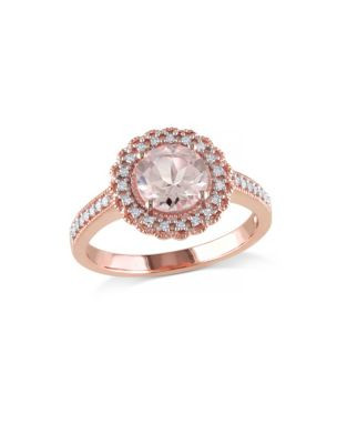 Concerto 1.16 TCW Morganite and 0.125 TCW Diamond Halo Ring - PINK - 7