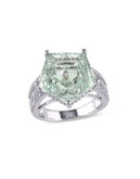 Concerto 11.58TWC Green Amethyst and White Topaz Sterling Silver Ring - TOPAZ - 5
