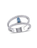 Concerto 1.01TCW Blue and White Topaz Sterling Silver Ring - TOPAZ - 7