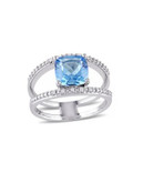 Concerto 2.45 CT Blue Topaz and Diamond Accent Sterling Silver Ring - TOPAZ - 6
