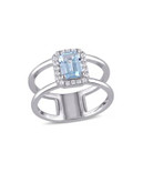 Concerto 1.6 CT TCW Blue and White Topaz Sterling Silver Halo Ring - TOPAZ - 8