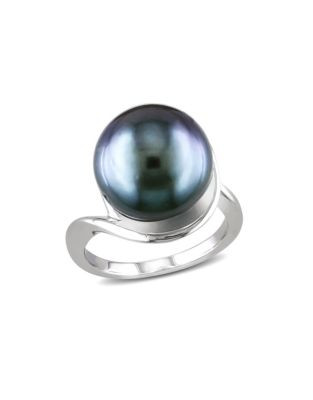 Concerto 11.5-12mm Black Tahitian Pearl Sterling Silver Ring - PEARL - 5