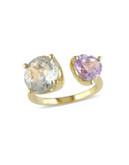 Concerto 5 TCW Green Amethyst and Rose de France Heart Ring - AMETHYST - 7