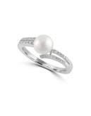 Effy 14K White Gold Ring with Freshwater Pearl and 0.11 TCW Diamonds - PEARL - 7