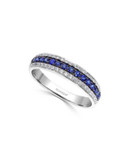 Effy 14K White Gold Ring with Sapphires and 0.17 TCW Diamonds - SAPPHIRE - 7