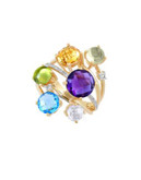 Effy 14K Yellow Gold Ring with 0.09 TCW Diamond and Multicolour Gems - MULTI - 7