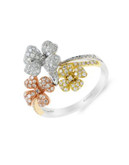 Effy 14K Tri-Color Gold and Diamond Floral Ring - TRI TONE - 7