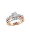 Concerto Diamond and Pink Gold Bridal Set Ring - DIAMOND - 9