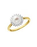 Fine Jewellery 7mm Pearl and 0.126 tcw Diamond 10k Yellow Gold Ring - PEARL - 7