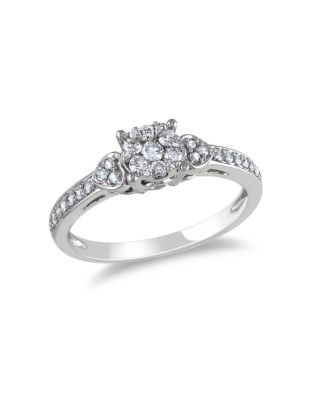 Concerto .33 CT Diamond TW 14k White Gold Flower Engagement Ring - DIAMOND - 7