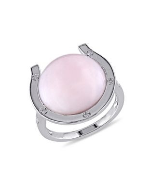 Concerto Pink Opal and 0.05 TCW Diamond Accent Sterling Silver Ring - OPAL - 5