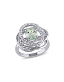 Concerto Green Amethyst and White Topaz Pave Orbit Ring - AMETHYST - 9
