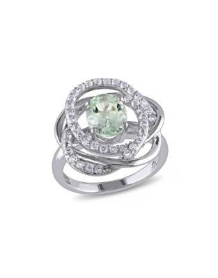Concerto Green Amethyst and White Topaz Pave Orbit Ring - AMETHYST - 9