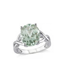 Concerto 4.33TCW Green Amethyst and Diamond Sterling Silver Cocktail Ring - AMETHYST - 5