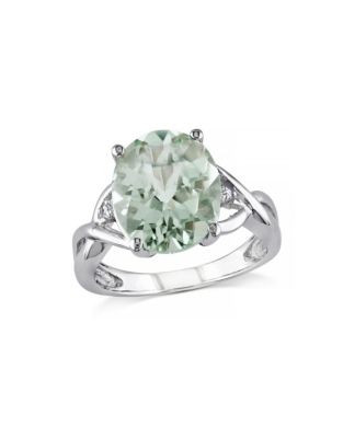 Concerto 4.33TCW Green Amethyst and Diamond Sterling Silver Cocktail Ring - AMETHYST - 5