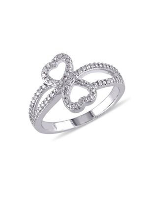 Concerto Prong-Set Diamond Double Heart Ring - DIAMOND - 8