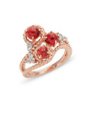 Fine Jewellery Rose Goldtone Garnet and White Topaz Lasso Ring - RED - 7