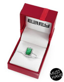 Effy 14K White Gold 0.27ct Diamond and 1.42ct Emerald Ring - EMERALD - 7