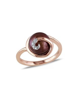 Concerto Brown Pearl 0.02 tcw Diamond and Pink Sterling Silver Ring - BROWN - 8