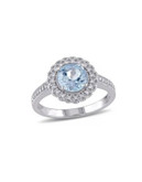 Concerto 1.6TCW Blue Topaz and Diamond Accent Halo Ring - TOPAZ - 8