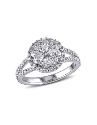 Concerto 1.1 CT Heart and Round Diamonds TW 14k White Gold Fashion Ring - DIAMOND - 8
