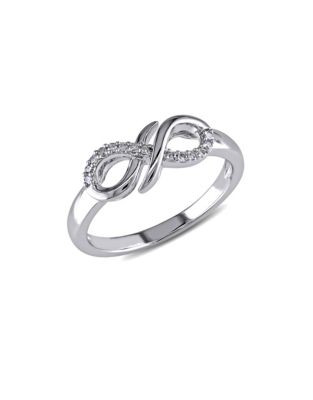 Concerto Diamond and Sterling Silver Infinity Knot Ring - DIAMOND - 9