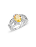 Fine Jewellery Sterling Silver Oval Citrine and White Topaz Ring - CITRINE - 7