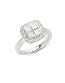 Jewellery Bay Value 14K White Gold and Diamond Cushion Cut Ring - DIAMOND - 6