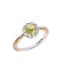 Fine Jewellery Two-Tone Sterling Silver Round Peridot and White Topaz Ring - PERIDOT - 7