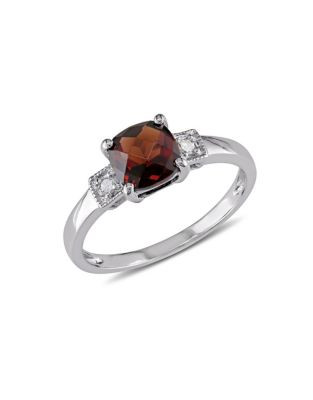 Concerto Garnet and Square Diamond Accent Sterling Silver Ring - GARNET - 8