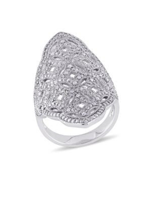 Concerto Diamond and Sterling Silver Vintage Ring - DIAMOND - 5