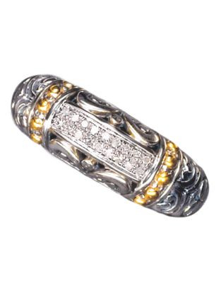 Effy Sterling Silver 18K Yellow Gold And Diamond Twist Ring - DIAMOND - 7