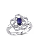 Concerto .167 CT Diamond TW And .625 CT TGW Sapphire 14k White Gold Fashion Ring - BLUE - 8
