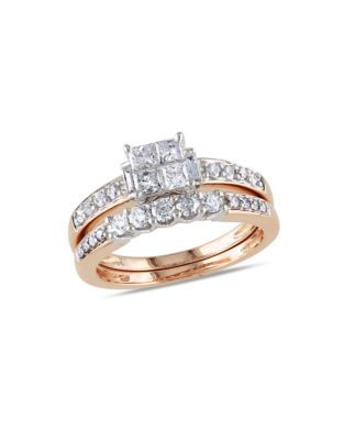 Concerto Diamond and Pink Gold Bridal Set Ring - DIAMOND - 5